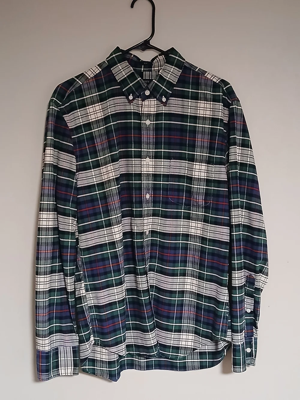 J. Crew Men's Dress Shirt in Green Plaid